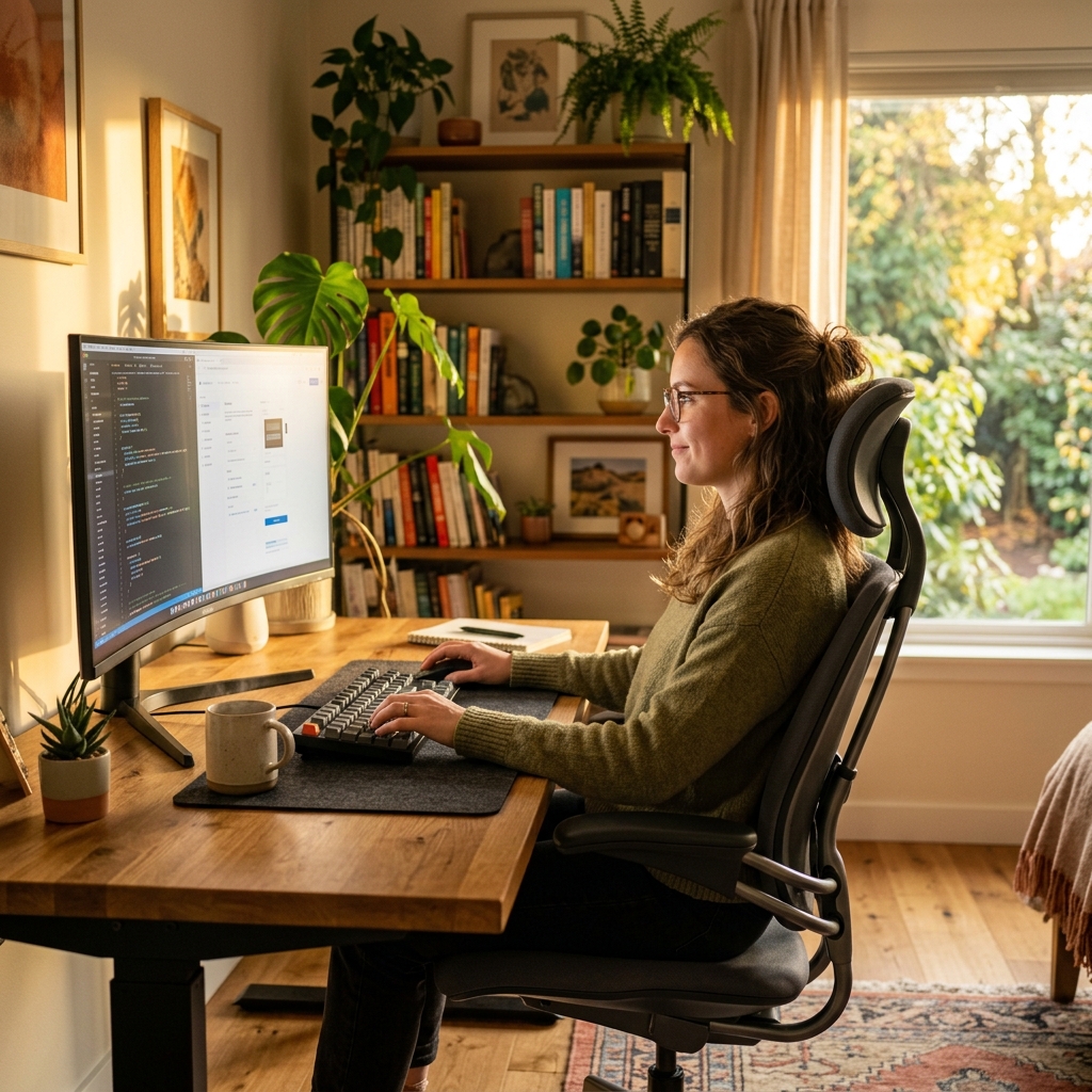 Adjusting office chair headrest for comfort & posture 2024.