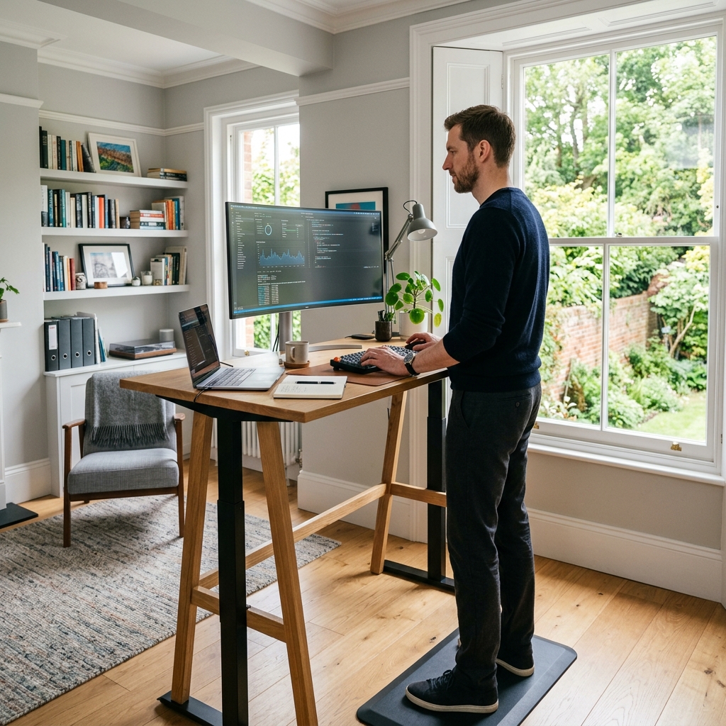 Standing desk for tall person UK - adjustable height workstation 2024 guide