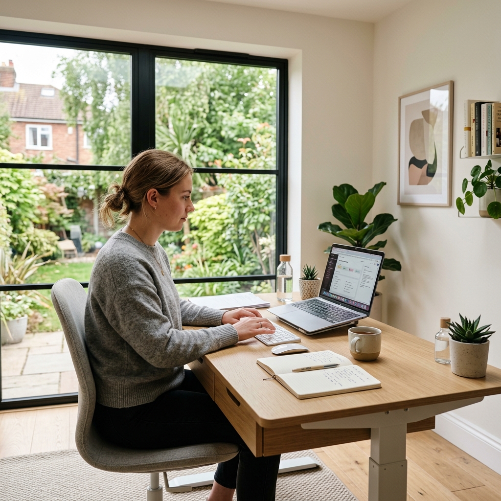 Standing desk with drawers UK - ergonomic workspace for productivity 2024.